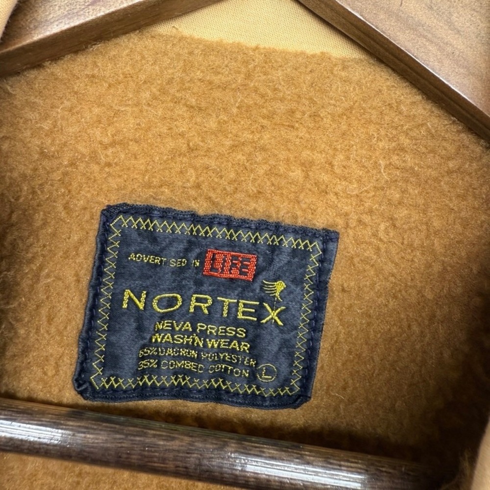 Vintage Nortex Jacket Mens Large Tan Fleece Lined Bomber Dacron Paint Stains 60s - Picture 8 of 10